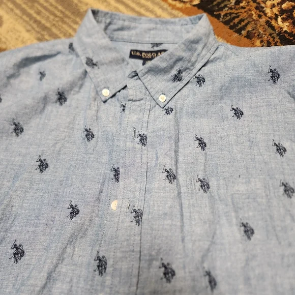 U.S. Polo Assn. Light Blue Casual Shirt with Navy Accents - Picture 8 of 9
